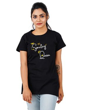 Printed Regular Fit T Shirt -Black