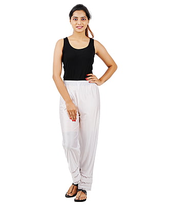 300x300 (42) White Wemyc Women's Nylon Ankle Length Pants / Capris / Pant slip - Image 1
