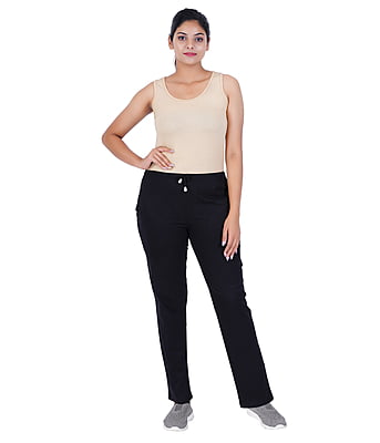 300x300 (66) Wemyc Women's Cotton Solid Rib Track Pant Joggers | Stretchable Sports Wear Track Pant for Women - Image 3