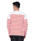 Men's Premium Red Striped Regular Fit Full Sleeve Cotton T-Shirt - Image 3
