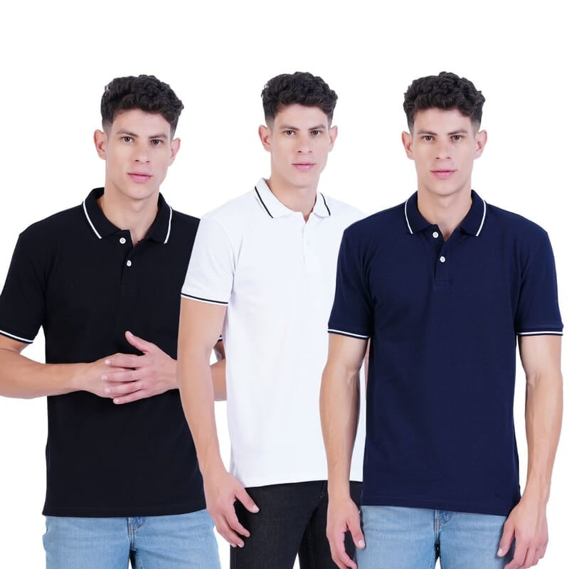 600x600 (37) Wemyc Men's Cotton Rich Solid Polo T-Shirt Regular Fit Combo - Image 1