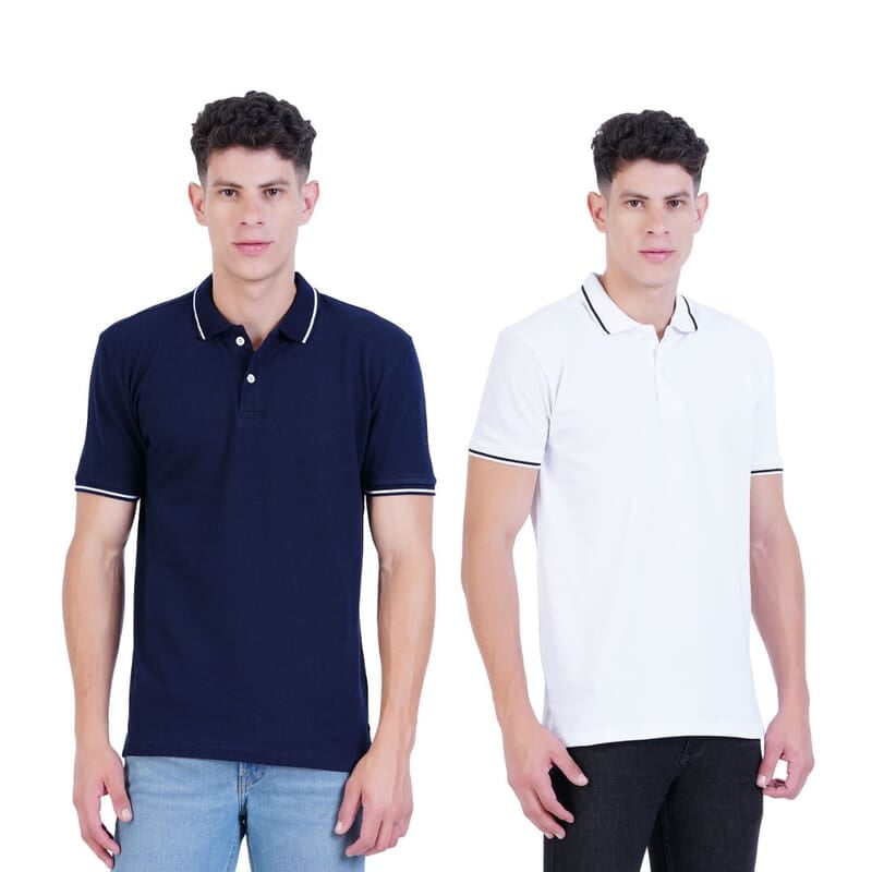 600x600 (38) Wemyc Men's Cotton Rich Solid Polo T-Shirt Regular Fit- Pack of 2 - Image 1
